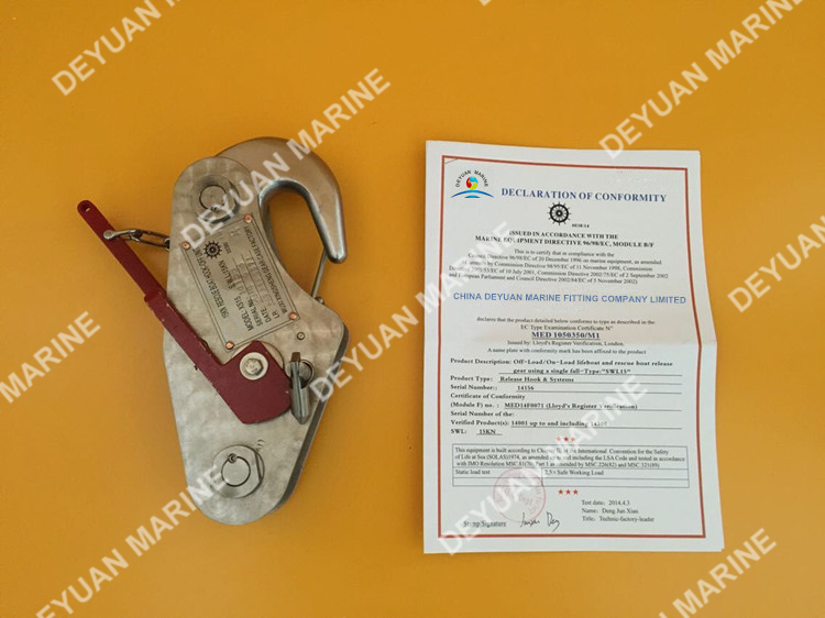 15KN Rescue Boat Release Hook From China SuppliersLifeboat DavitDeyuan Marine Equipment
